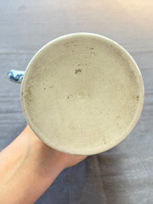 A fine Chinese blue and white tankard with Dutch silver cover, Transitional period — photo 9