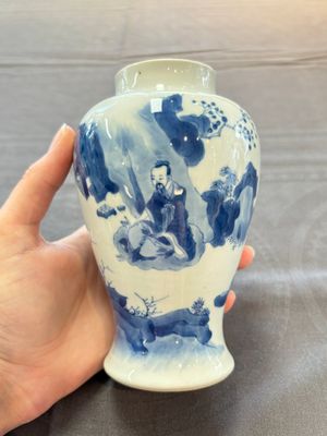 A fine Chinese blue and white 'Tao Yuanming 陶渊明' vase, Chenghua mark, Kangxi — 照片 1