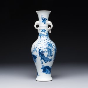 A fine Chinese blue and white vase with narrative design, Kangxi — 照片 3