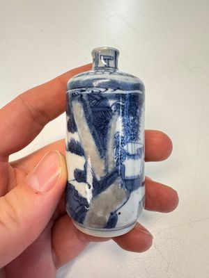 A fine Chinese blue, white and copper-red 'Tong Zi Zhi Lu 童子指路' snuff bottle — 照片 4