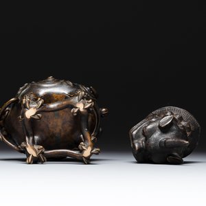 A fine Chinese bronze luduan-form censer and cover, Ming — foto 8