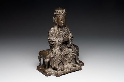 A fine Chinese bronze sculpture figure of Wenchang, Ming
