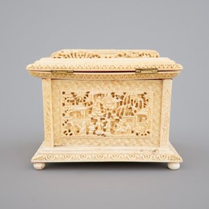 A fine Chinese carved ivory casket, Canton, 19th C. — 照片 4
