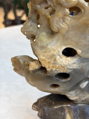 A fine Chinese carved soapstone 'Dragons among Clouds' group and a 'Phoenixes and Cranes' group, 20th C. — photo 28