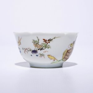 A fine Chinese export porcelain eggshell cup and saucer with a couple with a birdcage, Yongzheng — 照片 6