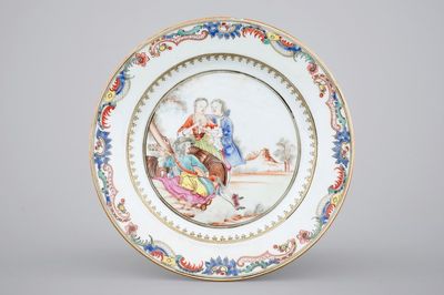 A fine Chinese export porcelain "Musician" plate, Qianlong, 18th C.