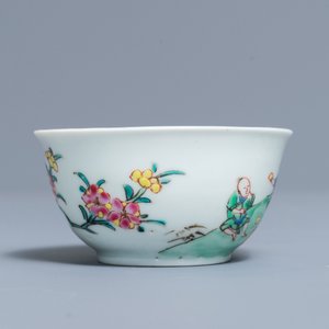 A fine Chinese famille rose cup and saucer with a river scene, Yongzheng — 照片 7