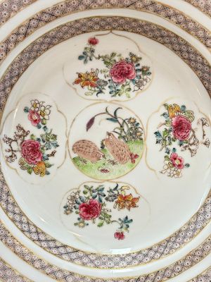 A fine Chinese famille rose eggshell porcelain 'quails' plate, Yongzheng — 照片 2