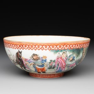 A fine Chinese famille rose eggshell 'Qiu Ran Ke Zhuan 虬髯客傳' bowl, signed Zeng Fuqing 曾福慶 and seal mark, 20th C. — photo 5