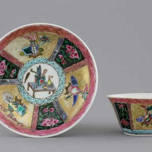 A fine Chinese famille rose export porcelain cup and saucer, Yongzheng-Qianlong, 18th C. — 照片 1