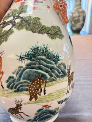 A fine Chinese famille rose 'hu' 'deer and monkey' vase, 19th C. — photo 11