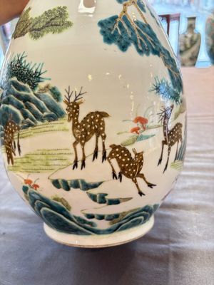 A fine Chinese famille rose 'hu' 'deer and monkey' vase, 19th C. — photo 13