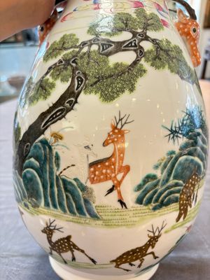 A fine Chinese famille rose 'hu' 'deer and monkey' vase, 19th C. — photo 10