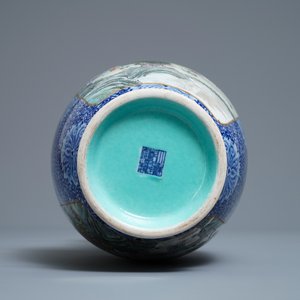 A fine Chinese famille rose 'landscape' vase, Qianlong mark, Republic — photo 6