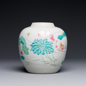 A fine Chinese famille rose 'mandarin duck and lotus' ginger jar, Yongzheng — photo 1