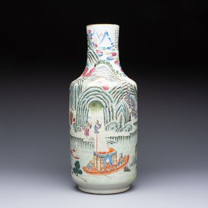 A fine Chinese famille rose 'Ode to the Red Cliff' vase, Hongwu mark, Daoguang — photo 1
