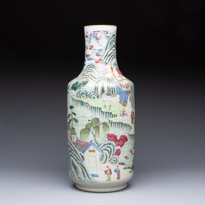 A fine Chinese famille rose 'Ode to the Red Cliff' vase, Hongwu mark, Daoguang — photo 4