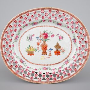 Un panier ajour sur son présentoir, porcelaine de Chine famille rose, Qianlong, 18ème — photo 8