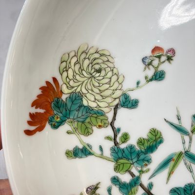 A fine Chinese famille rose 'Pair of Birds among Flowering Branches' plate — 照片 2