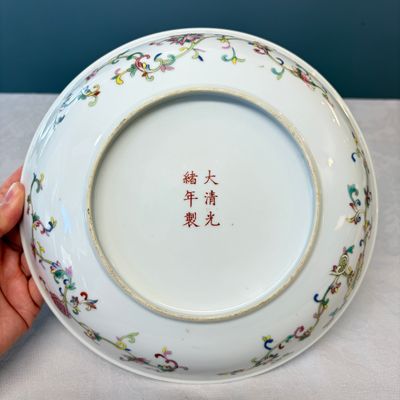 A fine Chinese famille rose 'Pair of Birds among Flowering Branches' plate — 照片 7