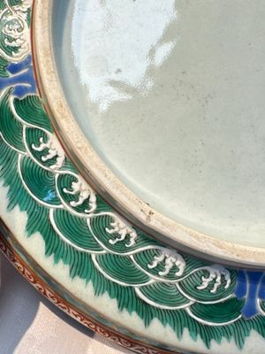 A fine Chinese famille rose pale celadon-ground 'phoenixes' dish with a reticulated rim, Qianlong — photo 10