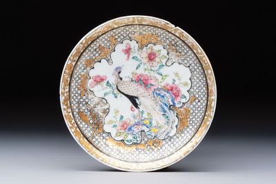 A fine Chinese famille rose 'pheasant' saucer, Yongzheng