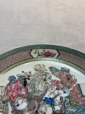 A fine Chinese famille rose ruby-back 'lady and boys' eggshell plate, Yongzheng — photo 9