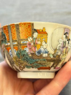 A fine Chinese famille rose 'San Niang Jiao Zi 三娘教子' cup, Yongzheng — photo 5