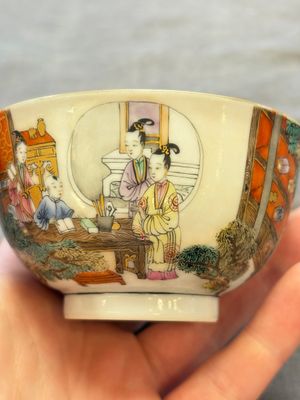 A fine Chinese famille rose 'San Niang Jiao Zi 三娘教子' cup, Yongzheng — photo 6