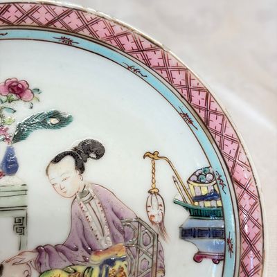 A fine Chinese famille rose 'San Niang Jiao Zi 三娘教子' tea bowl and saucer — 照片 4
