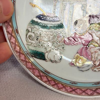 A fine Chinese famille rose 'San Niang Jiao Zi 三娘教子' tea bowl and saucer — 照片 6