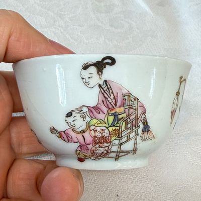A fine Chinese famille rose 'San Niang Jiao Zi 三娘教子' tea bowl and saucer — 照片 15
