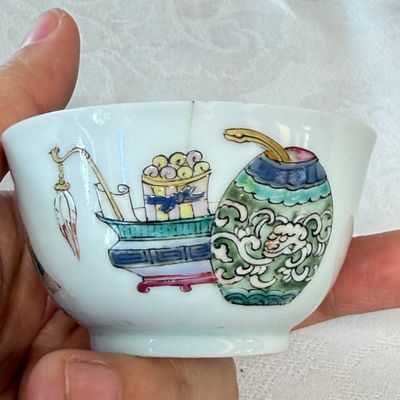 A fine Chinese famille rose 'San Niang Jiao Zi 三娘教子' tea bowl and saucer — 照片 16