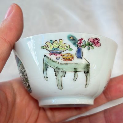 A fine Chinese famille rose 'San Niang Jiao Zi 三娘教子' tea bowl and saucer — 照片 17