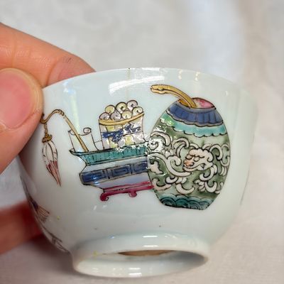 A fine Chinese famille rose 'San Niang Jiao Zi 三娘教子' tea bowl and saucer — 照片 24