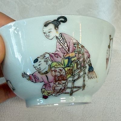 A fine Chinese famille rose 'San Niang Jiao Zi 三娘教子' tea bowl and saucer — 照片 27
