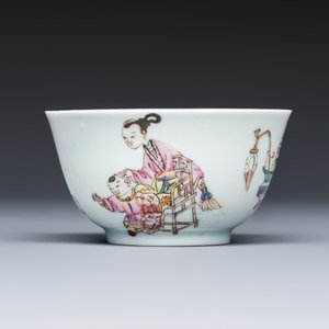 A fine Chinese famille rose 'San Niang Jiao Zi 三娘教子' tea bowl and saucer — 照片 4