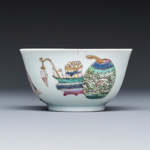 A fine Chinese famille rose 'San Niang Jiao Zi 三娘教子' tea bowl and saucer — 照片 5