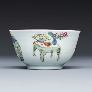 A fine Chinese famille rose 'San Niang Jiao Zi 三娘教子' tea bowl and saucer — 照片 6