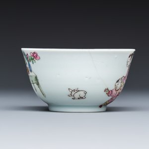 A fine Chinese famille rose 'San Niang Jiao Zi 三娘教子' tea bowl and saucer — 照片 7