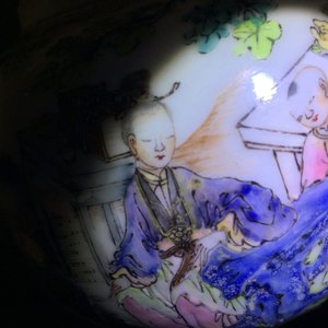 A fine Chinese famille rose teapot on stand with a lady and two boys, Yongzheng — photo 11