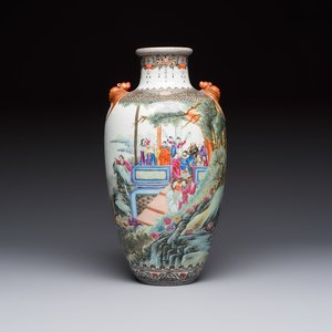 A fine Chinese famille rose vase with narrative design, Qianlong mark, Republic — photo 1