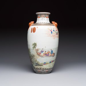 A fine Chinese famille rose vase with narrative design, Qianlong mark, Republic — photo 3