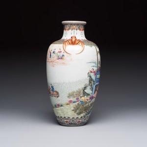 A fine Chinese famille rose vase with narrative design, Qianlong mark, Republic — photo 4