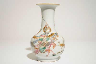 A fine Chinese famille rose warrior vase, 19th C.