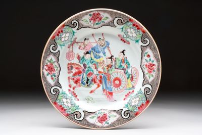 A fine Chinese famille rose 'Xi Xiang Ji' plate, Yongzheng/Qianlong