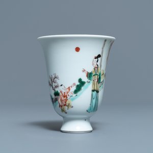 A fine Chinese famille verte bell-shaped wine cup, Kangxi — 照片 2