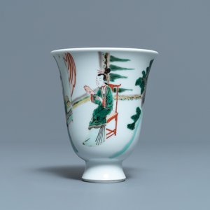 A fine Chinese famille verte bell-shaped wine cup, Kangxi — 照片 5