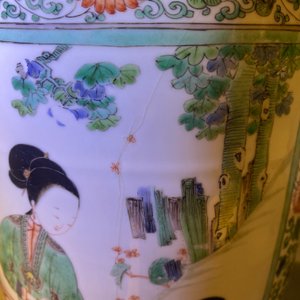 A fine Chinese famille verte rouleau vase, Kangxi — 照片 12