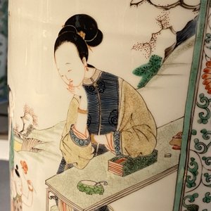 A fine Chinese famille verte rouleau vase, Kangxi — 照片 21